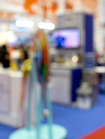 Machine displays in the expo hall floor