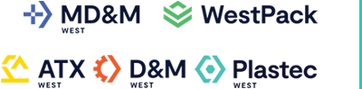 MD&M West, WestPack, ATX West, D&M West, Plastec West logos